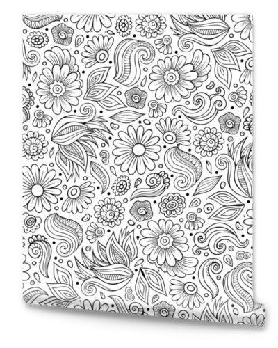 Cartoon cute hand drawn Spring seamless pattern.