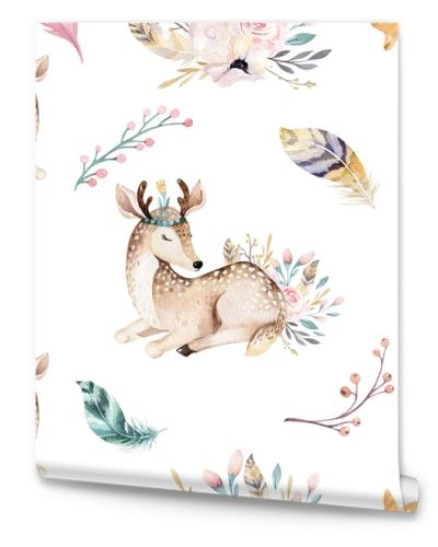 deer watercolor  seamless pattern