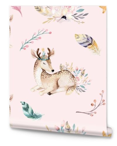 deer watercolor  seamless pattern