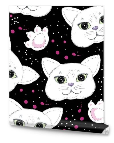Cute cats seamless pattern background