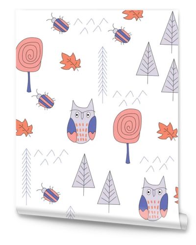 Scandinavian forest seamless pattern. Kids design for fabric, textile. Vector Illustration.