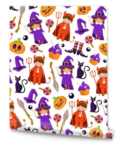 Halloween cartoon cute seamless pattern