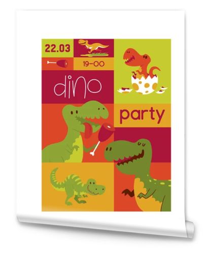 Dinosaur vector seamless pattern kids tyrannosaurus rex cartoon character dino and jurassic tyrannosaur on wallpaper poster illustration backdrop of ancient animal background