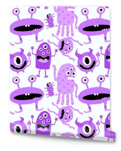 Cartoon doodle monsters seamless aliens and animals pattern for wrapping paper and fabrics and kids clothes print and linens and packaging. High quality illustration