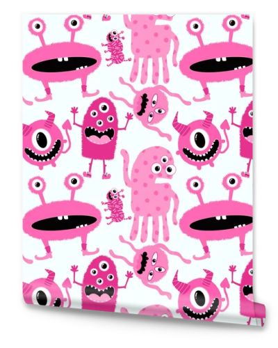 Cartoon doodle monsters seamless aliens and animals pattern for wrapping paper and fabrics and kids clothes print and linens and packaging. High quality illustration