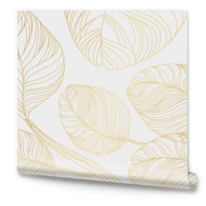 Luksusowy kwiatowy wzór ze złotymi liśćmi na białym tle Ilustracja wektorowa z elementami roślinnymi w stylu graficznym na okładkę