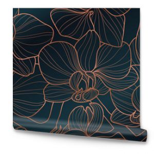 Luksusowy wektor tapety Orchidea Tropikalny wzór Kwiat kwiatowy Kwitnące realistyczne pojedyncze kwiaty Ręcznie rysowane Vect