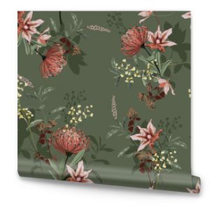 Piękny rocznik botanicznego kwitnącego ogrodu bez szwu wzór w projektowaniu wektorowym do pakowania tapet z tkaniny modowej i nie tylko