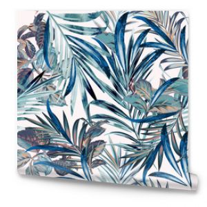 Kwiatowy moda tropikalny wektor wzór z liści palmowych w stylu przypominającym akwarele