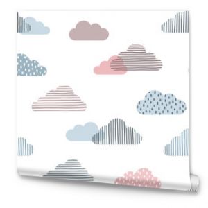 Wzór z chmurami bazgrołów w modnych pastelowych kolorach