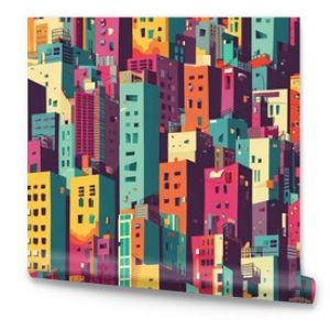 generative AI - colorful cityscape illustration background