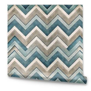 Blue and Beige Chevron Pattern.