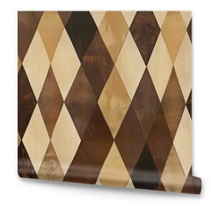 Beige and Brown Harlequin Diamond Pattern Wallpaper