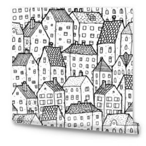 City seamless pattern in balck and white