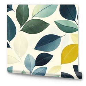 Abstract Leaf Pattern  Watercolor  Nature  Green  Blue  Yellow  White  Minimalist  Background  Texture