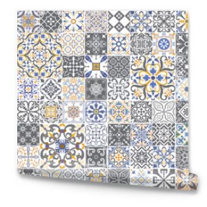 Big set of tiles background. Mosaic pattern for ceramic in dutch, portuguese, spanish, italian style.