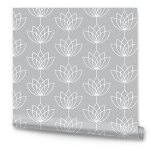 Seamless white and gray lotus flower pattern for bedclothes, tablecloth, oilcloth or other textile design