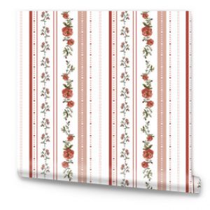 Vintage floral Design Old rose vertical Striped  , Small  floral liberty kitchen towel and tablecloths inspired Seamless Pattern Vector ,