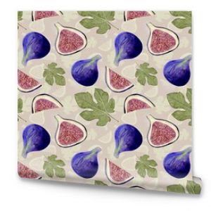 Seamless pattern with fig tree fruits 