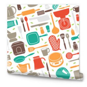 Seamless Pattern of Kitchen Utensil in Retro Style