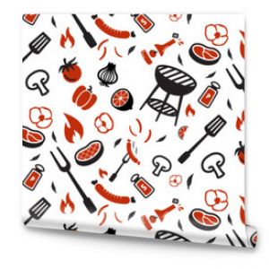 barbeque icon seamless pattern background, barbecue wallpaper, bbq cute repeat retro style