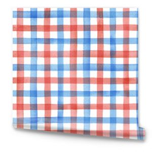 Watercolor gingham check , hand painted seamless vector pattern,  