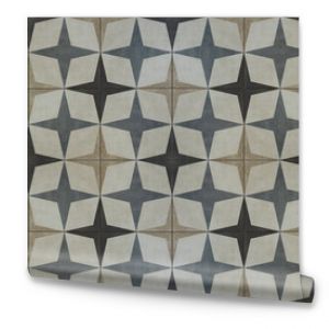 Seamless grunge beige blue concrete stone cement vintage retro wallpaper wall tile mosaic pattern texture, with square rhombus lozenge star motif print background