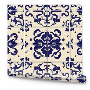 A close-up shot of blue and white patterned tile.