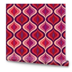 Seamless 1960s abstract waves pattern in red and purple velvet, perfect for retro mid century modern designs, velvet