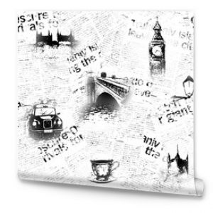 Black and white London newspaper background