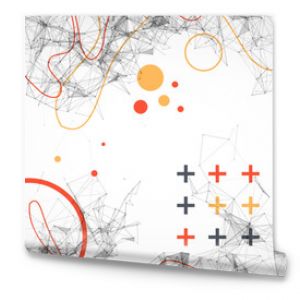 Abstract polygonal vector background with connecting dots and lines. Digital data visualization. Hand drawn.