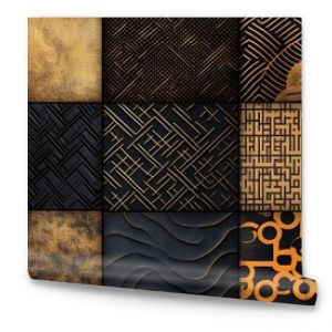 Black and Gold Geometric Pattern Tiles Texture Background