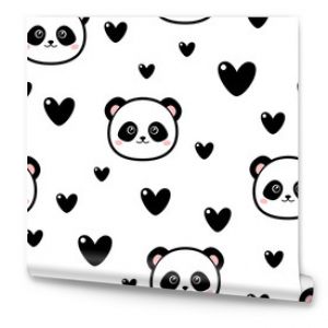 Cute panda pattern with hearts