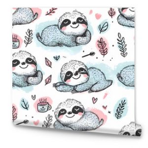 cute sloth seamless pattern for kids room decor and textiles