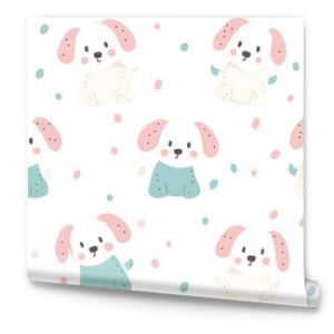 Cute Cartoon Dogs Seamless Pattern with Pastel Colors