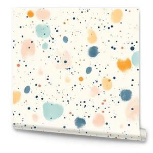 Randomly placed colorful dots in pastel shades on a crisp white background, abstract seamless pattern, modern and lighthearted, suitable for party supplies or children s room decor