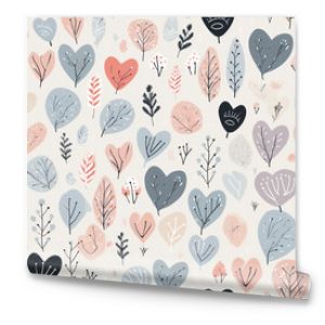 Elegant seamless pattern with hand drawn hearts, romantic wrapping paper. High quality photo