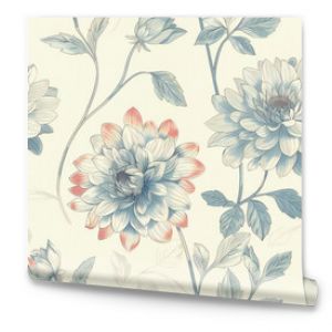 dahlia flower floral pattern wallpaper, seamless 