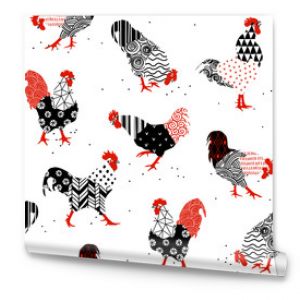 roosters with patterns