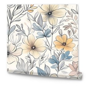 floral and leaf seamless patterns in doodle-style tile designs with graphic format.