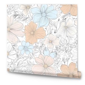 floral and leaf seamless patterns in doodle-style tile designs with graphic format.