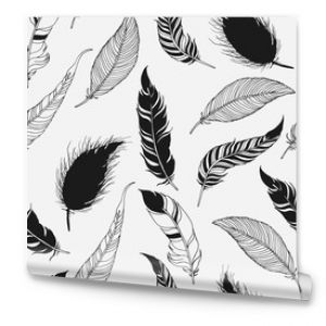 Feather tribal seamless pattern.