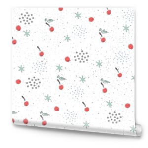 Seamless Pattern with Cute Cherries on cute background