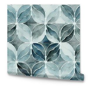 Natural organic tile design with a diamond-shaped geometric pattern drawn by hand in watercolor. Generative AI