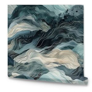 layered sand intricate pattern teal blue black gray rough texture , abstract background or wallpaper. AI generated