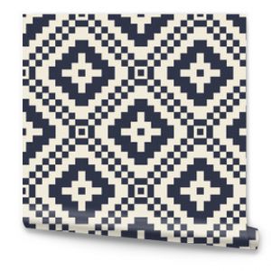 Aztec kilim geometric embroidery cross stitch pattern. Vector blue-white geometric shape seamless pattern. Ethnic geometric pattern use for fabric, textile, home decoration elements, upholstery, etc.