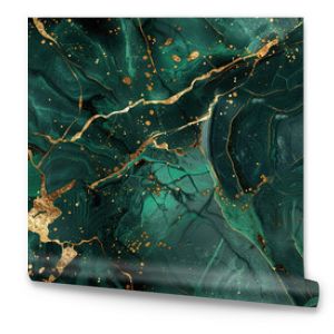 Emerald green marble wallpaper with gold flecks, seamless pattern