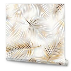 A collection of beautifully layered white tropical leaves creates an intricate and textured design on a soft, neutral backdrop SEAMLESS PATTERN