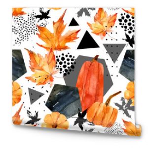 Hand drawn falling leaf, doodle, water color, scribble textures for fall design