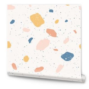 Colorful venetian terrazzo imitation seamless pattern. Realistic marble texture with stone fragments. Modern minimalistic floor tile for interior decoration. Trendy abstract vector illustration.